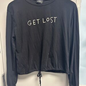 Riot Queen Black Long Sleeve Tee with 'Get Lost' Graphic